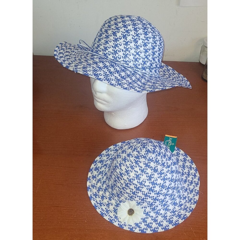 Mother Daughter Sun Hats Blue & White Blue Ribbon, Daisy Brand New 2 Hats